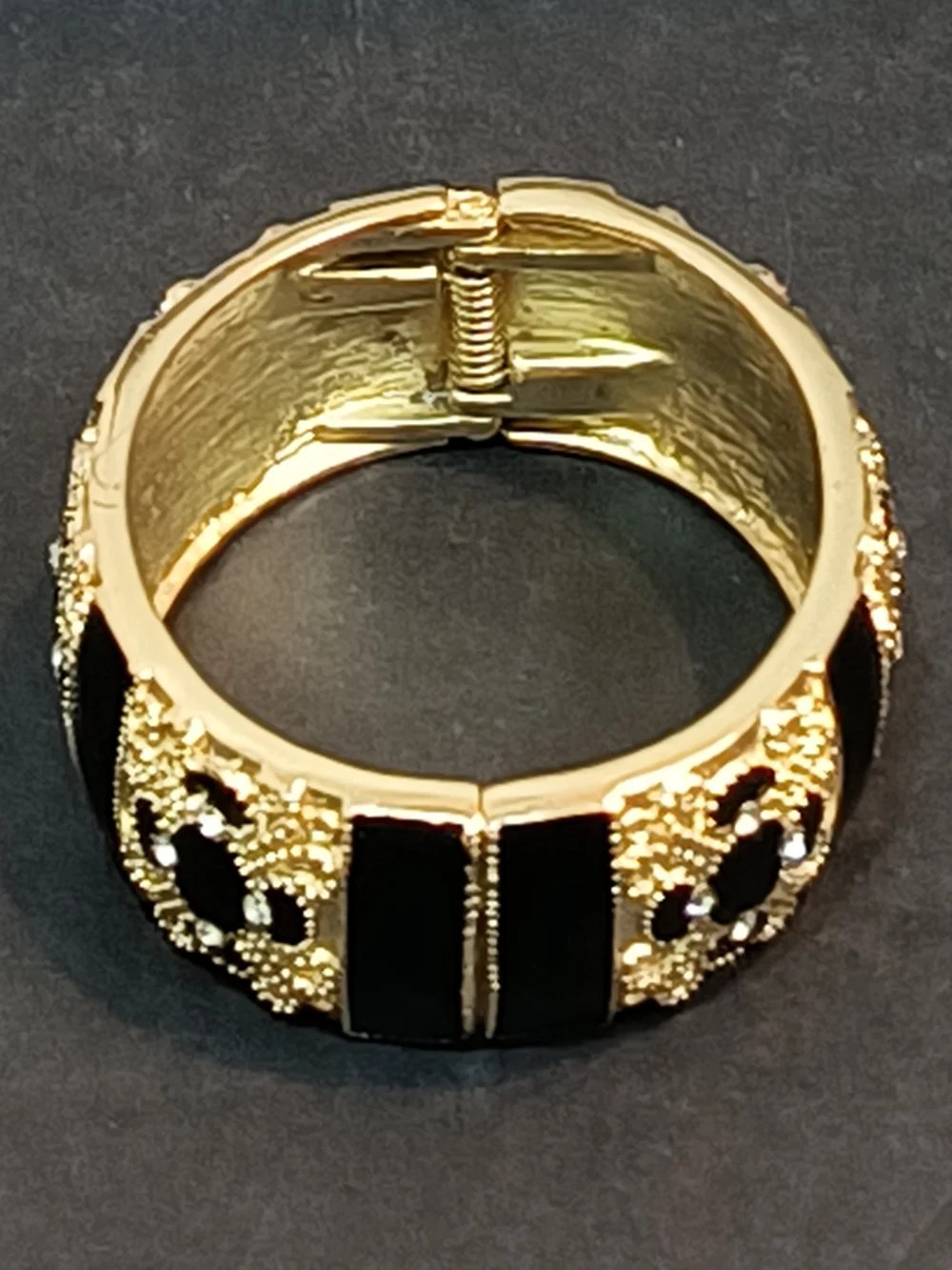 Gold and Black Enamel Cross Rhinestone Decorative Bracelet